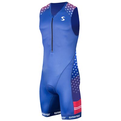 Synergy Triathlon Trisuit - Men's Elite Sleeveless Tri Suit (USA, Small)