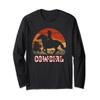 Cowgirl Girl Horse Riding Vintage Style Rodeo Texas Ranch Long Sleeve T-Shirt view 1
