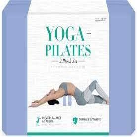 FormFit New Yoga + Pilates Blocks (Set of 2) - Supportive, Soft, Non- Slip Foam Surface for Yoga Pilates, Meditation, Blue