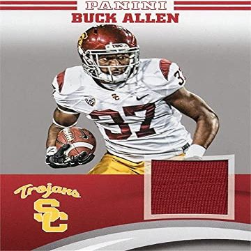 Autograph Warehouse 653816 Buck Allen Player Worn Jersey Patch Football Card - USC Trojans - 2015 Panini Team Collection Silver No.BAUSC LE 16-99