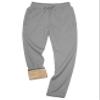 Yeokou Mens Winter Warm Sherpa Lined Active Thermal Jogger Fleece Sweatpants Pant (LightGrey-Straight Leg, X-Large) view 1