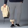 Yeokou Mens Winter Warm Sherpa Lined Active Thermal Jogger Fleece Sweatpants Pant (LightGrey-Straight Leg, X-Large) view 2