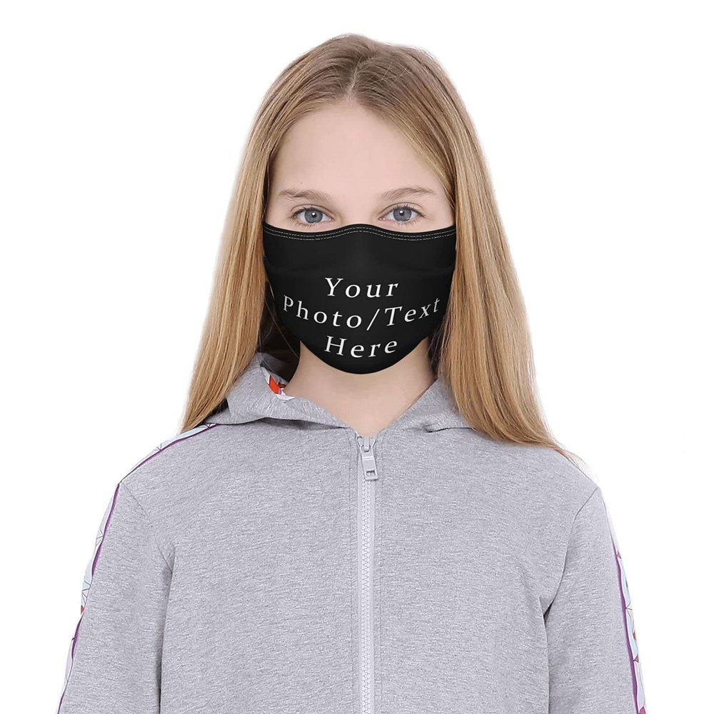 Custom Face Masks,Personalized Design Breathable Mouth Mask Balaclava Bandanna with Filter Slot Reusable Face Cover for Child Kids Teenagers S