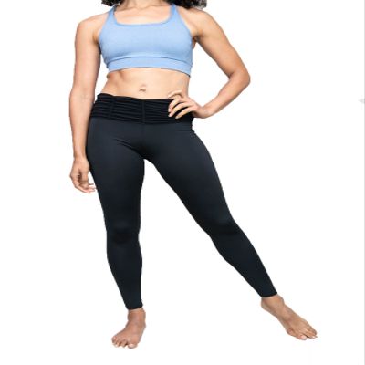 Casa Zeta-Jones Womens Power Mesh Ruched Waist Legging CZJ254 (Black, Large)