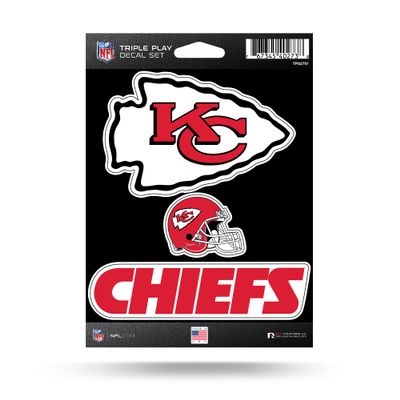 NFL Rico Industries Kansas City Chiefs Triple Play Decal Set 5" x 7" (3 Decals)