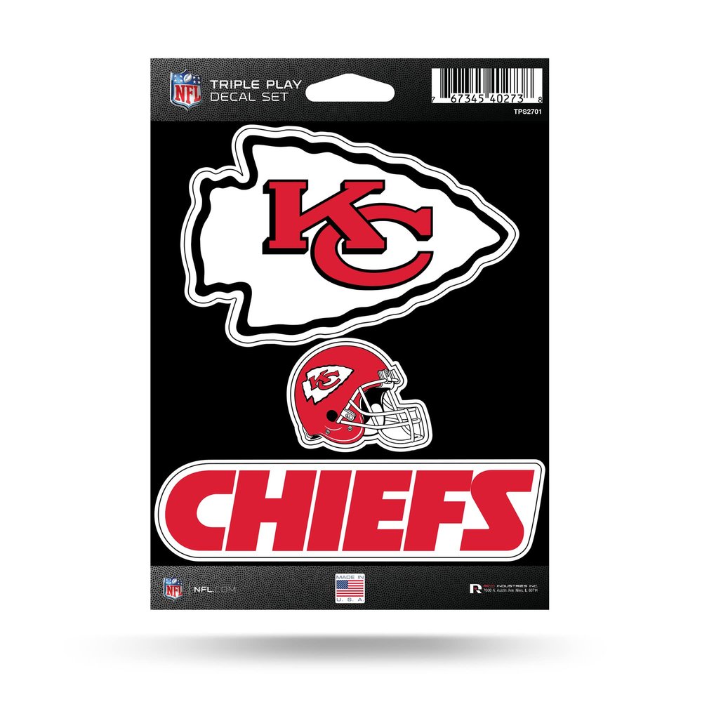 NFL Rico Industries Kansas City Chiefs Triple Play Decal Set 5" x 7" (3 Decals)