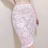 LiiYii Womens Transparent Lace Skirts Bodycon Pencil Skirts Flower Pattern Lace Skirts Nightwear White One Size view 3