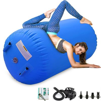 CZGBRO Air Roller Gymnastics Barrel Inflatable Tumbling Roller Air Mat Octagon Mat with Electric Pump for Backhandspring Training Cheerleading Home Use(Blue, 3.3ftx31.5inch)