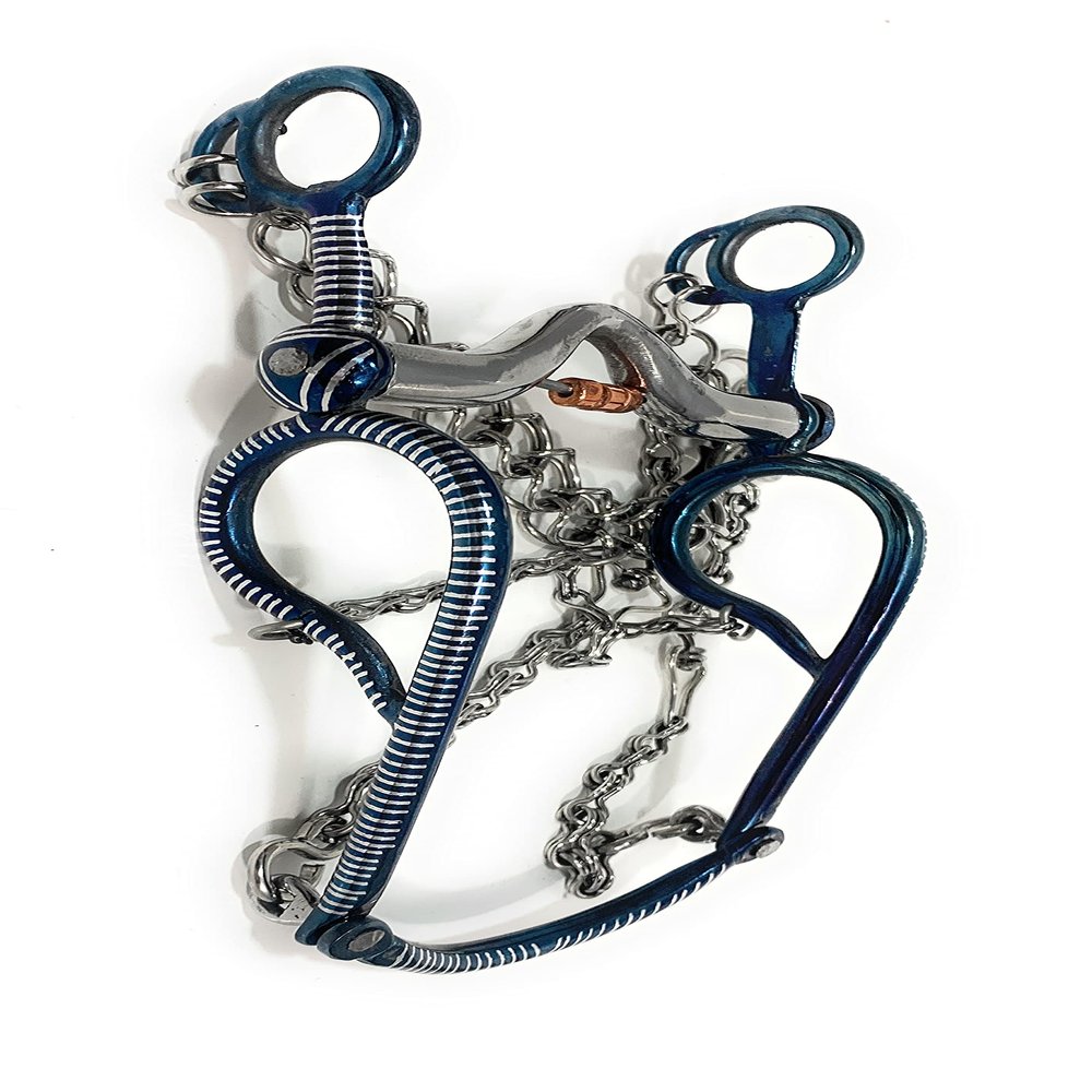 5 1/8" Mexican Horse Bit, Charro Saddle Blue Horse Bit Freno Charro