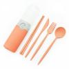 Snplowum Travel Utensil Set with Case, 2 Sets Orange Wheat Straw Reusable Spoon Chopstick Forks Tableware, Eco Friendly Portable Cutlery for Travel Picnic Camping or Daily Use view 1