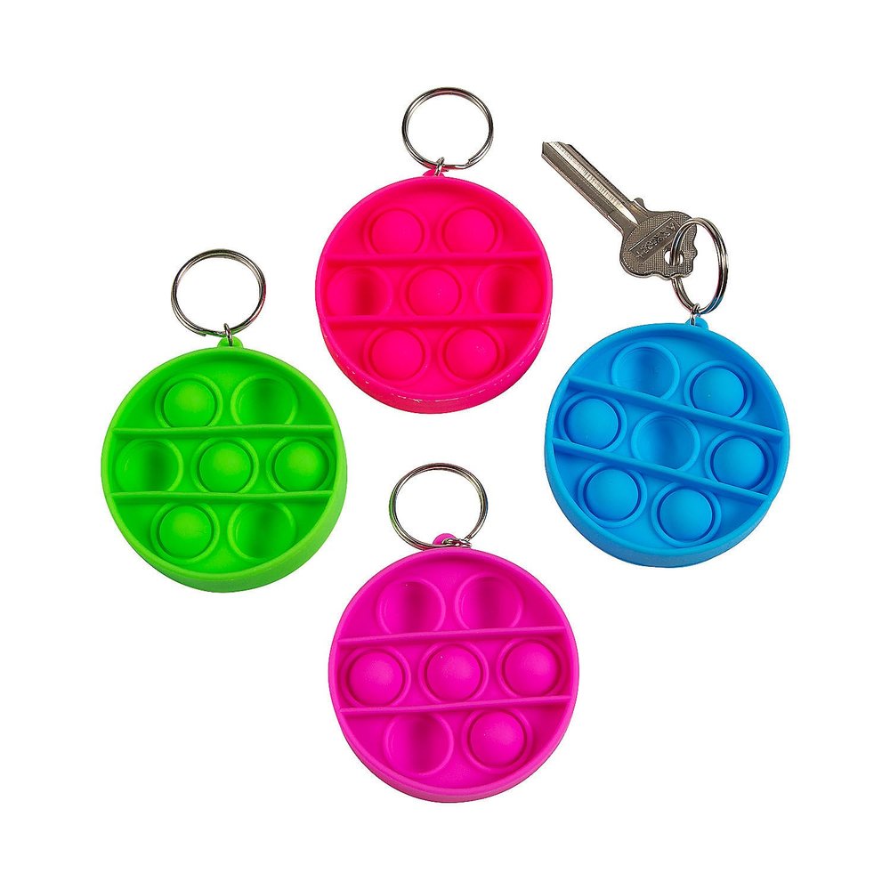 Fun Express Mini Round Lotsa Pops Popping Toy Keychains - 12 Pieces