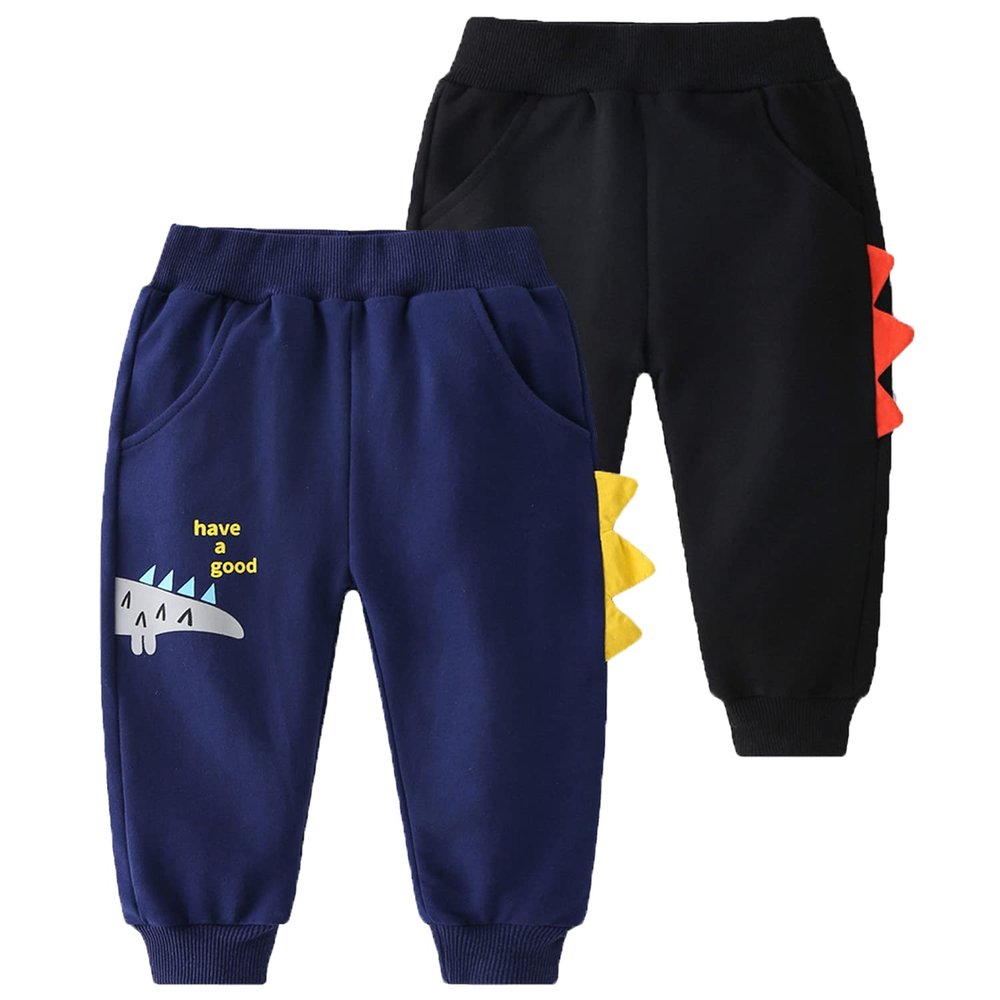 EISHOW Toddler Boys Girls Cotton Sweatpant Jogger Pants Cartoon Dinosaur Active Sports Leggings for Kids 2-7 Years Old