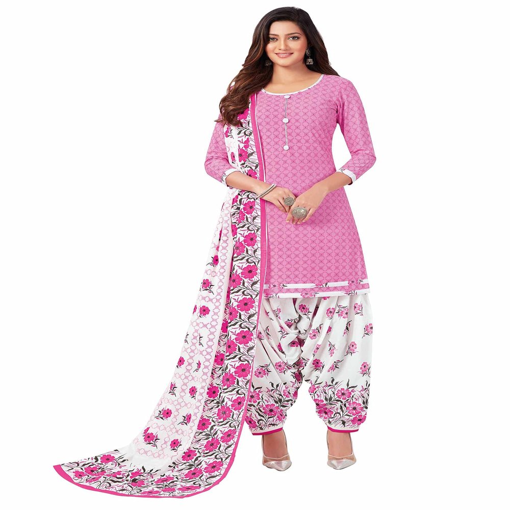 Miraan Women's Cotton Printed Readymade Salwar Suit XXXX-Large Pink