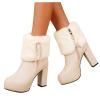 Hbeylia Platform Pump Boots For Women Fluffy Fuzzy Leather Chunky High Heels Ankle Booties Plush Fur Furry Winter Warm Snow Boots Dressy Short Boots For Ladies Wedding Christmas Halloween Dcor view 3