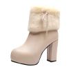 Hbeylia Platform Pump Boots For Women Fluffy Fuzzy Leather Chunky High Heels Ankle Booties Plush Fur Furry Winter Warm Snow Boots Dressy Short Boots For Ladies Wedding Christmas Halloween Dcor view 4