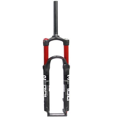 LYYCX 26/27.5/29 Suspension Fork 100mm Travel,28.6mm Straight Tube QR 9mm Double Chamber Crown Lock Aluminum Alloy XC Mountain Fork Red/Black(Red,26 inches)
