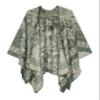 Women's Vintage Pattern Open Front Poncho Cape Shawl Winter Shawl Wraps (Series 24-Green) view 1