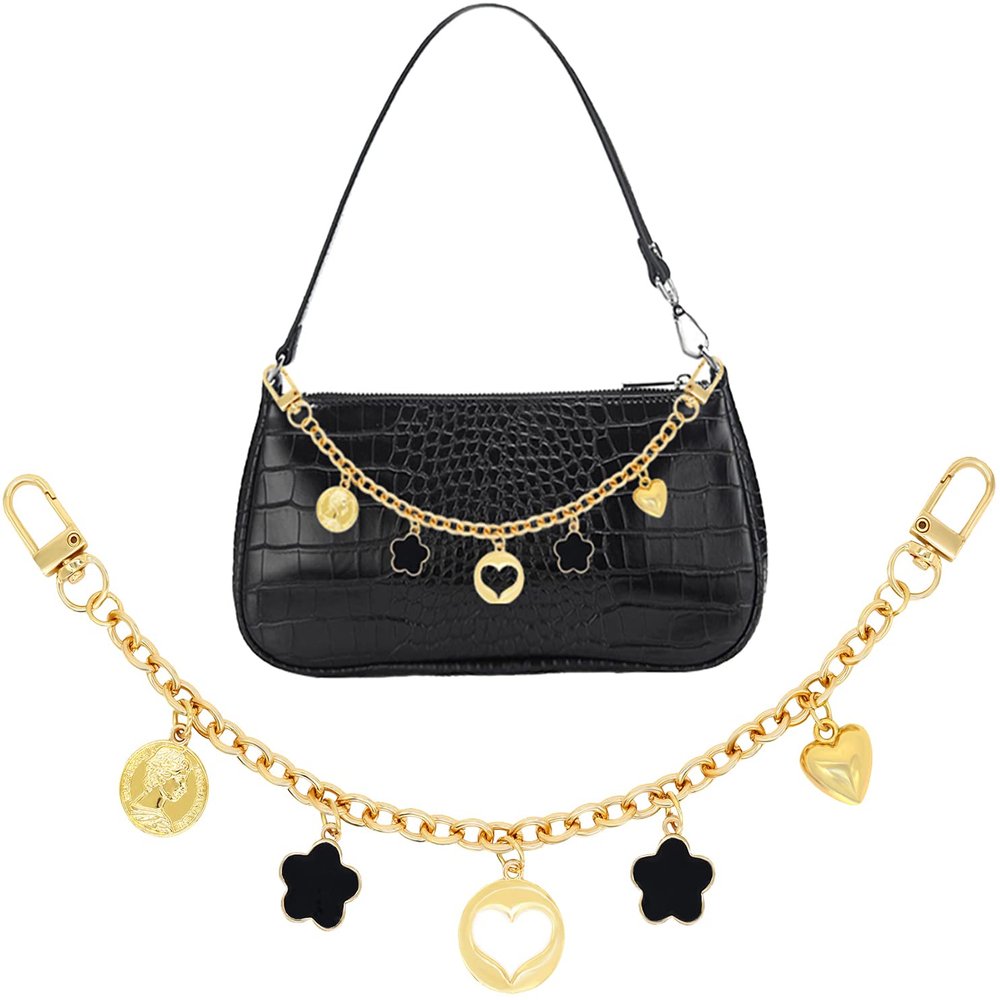 Bag Charm Handbag Chains Decoration for Women, Sparkling Pendant Accessories for Purse Designer Shoulder Bag (A)