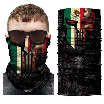 Skull Mexico Flag Magic Headband Face Sun Scarf Neck Gaiter Balaclava Bandana Outdoor Sport Headwear (STYLE-02)