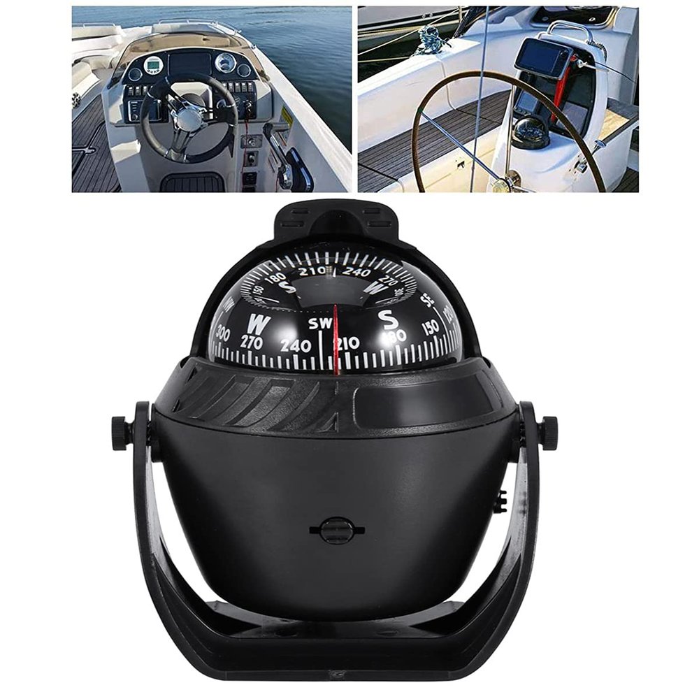 Etomvoop Digital Marine Compass, 12V LED Light Sea Pivoting Compass Electronic Navigation Compass for Marine Boat Yach Ship
