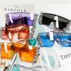willochra Diamond Design Big Frame Oversized Sunglasses Women Luxury Large Flat Top Sun Glasses Bling Trendy Rhinestone Square Shades (Orange) view 2