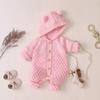Unisex Newborn Baby Boy Girl Gender Neutral Cute 3D Bear Ears Hooded Knitted Sweater Long Sleeve Romper Overall Bodysuit Jumpsuit Playsuit Sleepwear Outwear Winter Warm Clothes Pink 0-6 Months view 3