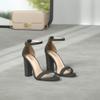 Ankis Black Heels for Women - Open Toe Ankle Strap Chunky High Heel Pump Sandals Party Wedding Strappy Buckle Sandals Standard Size 4 Inches Tall Thick Heel Design view 3