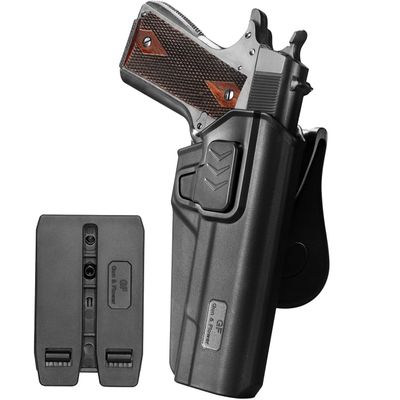 1911 OWB Holster with Paddle & Molle Mount  Index Finger Release, Fits Colt/Kimber/Springfield/Rock Island/Tisas/Ruger 5" No-Rail 1911 Pistols  Right Hand