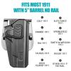 1911 OWB Holster with Paddle & Molle Mount  Index Finger Release, Fits Colt/Kimber/Springfield/Rock Island/Tisas/Ruger 5" No-Rail 1911 Pistols  Right Hand view 2
