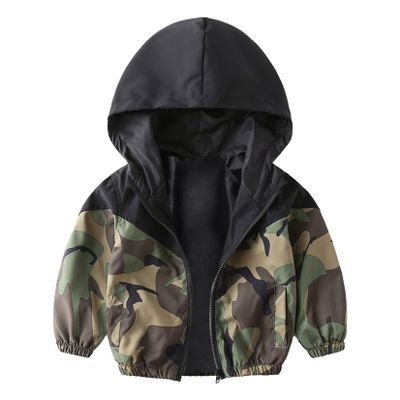 Loodgao Kids Boys Camouflage Hoodie Windbreaker Full Zip Windproof Jacket Coat Baby Lightweight Outwear Camouflage 5-6 Years
