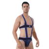 ACSUSS Men's Elastic Body Chest Harness Bodysuit Leotard Underwear Wrestling Singlet Jumpsuit Blue X-Large view 3