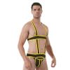 ACSUSS Men's Elastic Body Chest Harness Bodysuit Leotard Underwear Wrestling Singlet Jumpsuit Yellow Large view 3