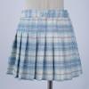 Agoky Girls A-line Plaid Pleated Tennis Active Skirt High Waist Tartan Skirt with Lining Shorts Student School Uniform Sky Blue 11-12 Years view 3