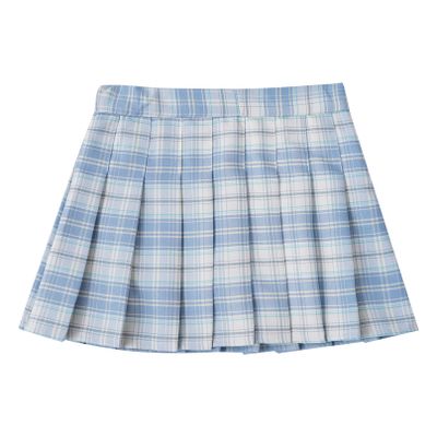 Agoky Girls A-line Plaid Pleated Tennis Active Skirt High Waist Tartan Skirt with Lining Shorts Student School Uniform Sky Blue 5-6 Years
