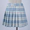 Freebily Kids Girls High Waist School Uniform Skater Scooter Plaid Skirt Schoolgirls A-line Pleated Skirt Casual Mini Skort Sky Blue 5-6 Years view 3