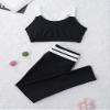Moggemol Girls Printed Athletic Crop Top with Leggings Sets Jazz Hip Hop Workout Gymnastic Dance Outfit Black 12 view 3