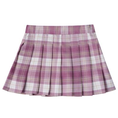 Agoky Girls A-line Plaid Pleated Tennis Active Skirt High Waist Tartan Skirt with Lining Shorts Student School Uniform Pink 13-14 Years