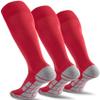 CWVLC Kids Toddler Soccer Socks 3 Pairs, Baseball Football Sport, Softball Team Athletic Socks, Knee High Long Tube Cotton Arch Ankle Compression Socks, Red, X-Small view 1