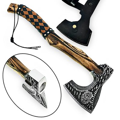 Custom Handmade Carbon Steel Viking Tomahawk Hatchet Bearded Axe