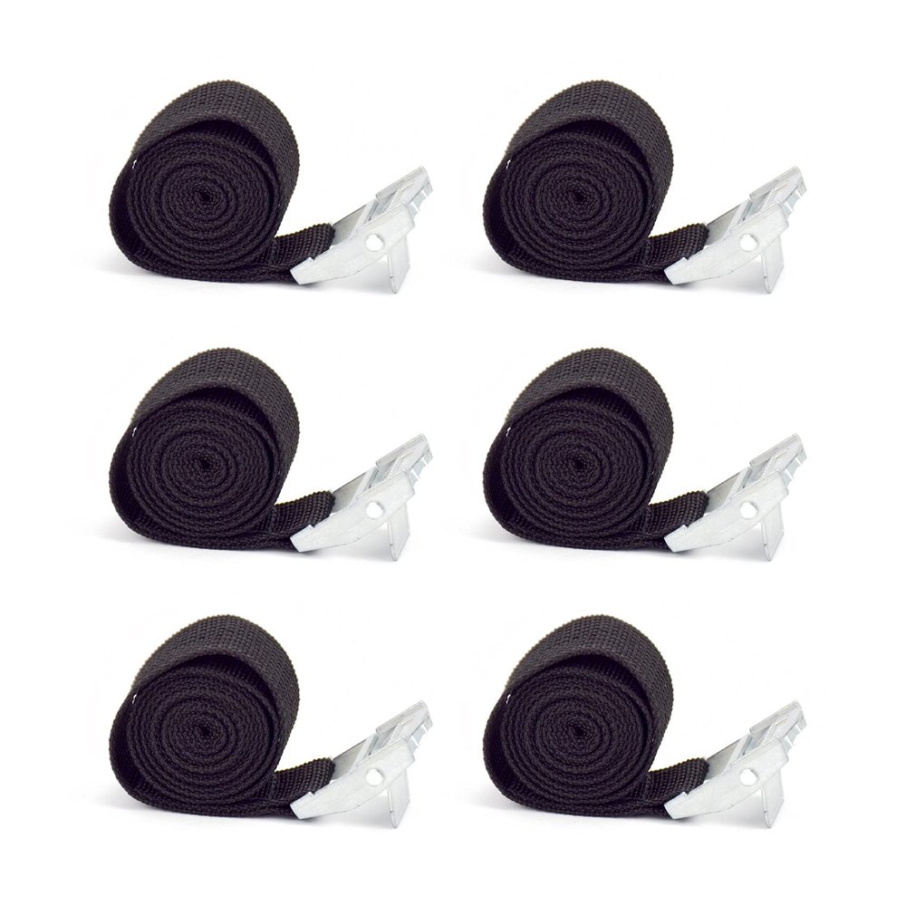 2 Ft x 1 in Reusable Tie Down Strap Adjustable Cam Buckle Lashing Straps for Bike Kayak Luggage Roof Rails Ladder 6 Pcs