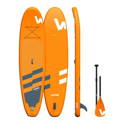 Wave Tourer Premium Inflatable Stand Up Paddle Board (6 Inches Thick) with SUP Accessories & Carry Bag | Wide Stance, Non-Slip Deck, Leash, Paddle & Pump, Standing Boat | Youth & Adult (Orange, 11ft)