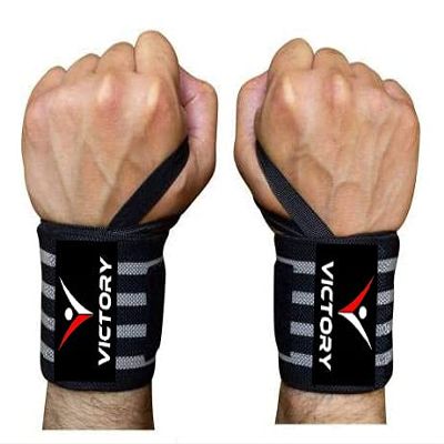 VICTORY Professional Wrist Wrap Band, Wrist Strap for Gym and Fitness (Grey)