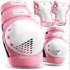 SKATEWIZ Kids Knee Pads and Elbow Pads Set - Wrist Guards for Skateboarding - Smash - Size M/L Pink White - Skating Protective Gear, Roller Skates, Skateboard - Ice Skating Kids view 1