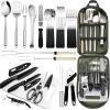 Portable 27 Piece Camping Cookware Kit - Stainless Steel Grilling Utensils for Travel, Picnics, RVs, BBQs, Parties and More view 1