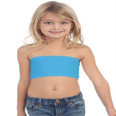 Kurve Girls Bandeau Tube Bra - Strapless Bandeau Bra,UV Protective Fabric UPF50+, Turquoise, Age (4-8)