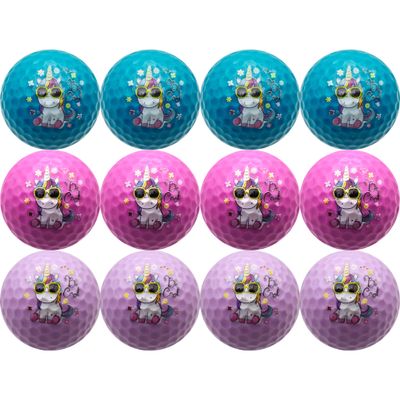 GBM Be Cool Unicorn Golf Balls - 12 Pack Multicolor Novelty Imprinted with Be Cool Unicorn Designs for Golf Enthusiasts