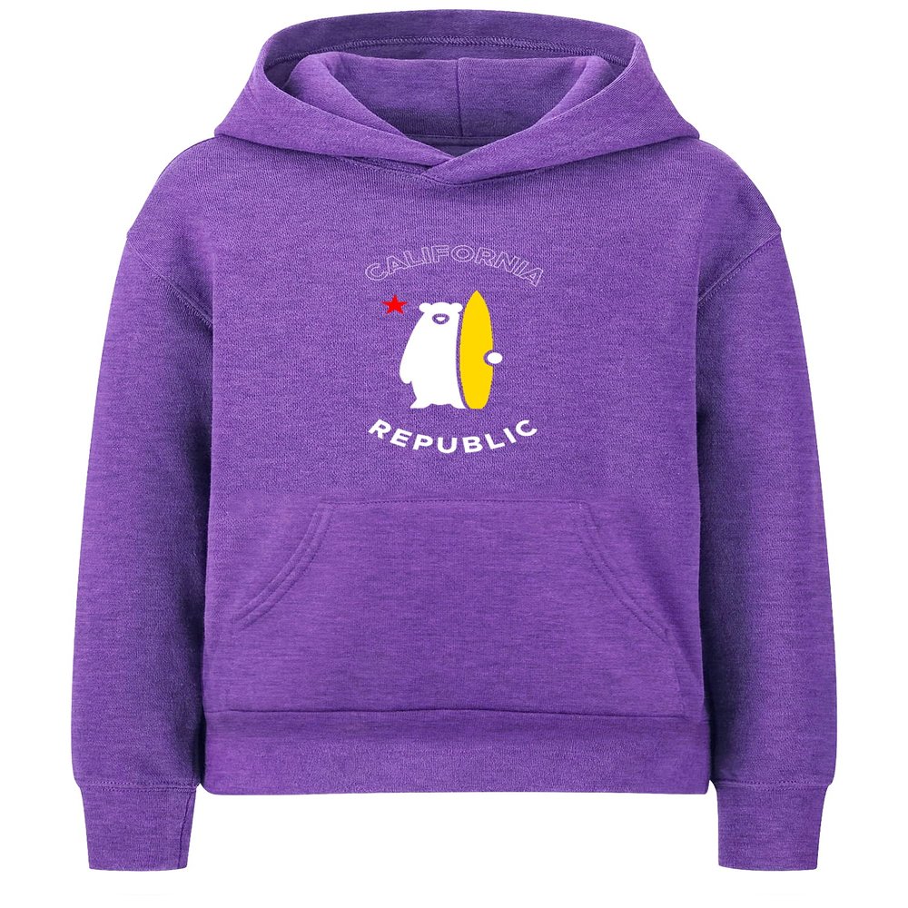 Daxton California Republic Youth Unisex Pullover Hoodie Mid-Weight Fleece Sweatshirt, Purple, Large