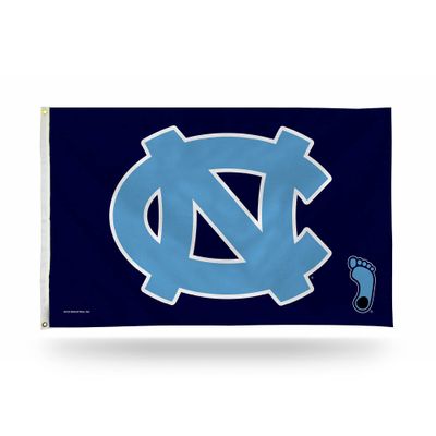 Rico Industries NCAA North Carolina Tar Heels UNC Interlock Logo Navy 3' x 5' Banner Flag Single Sided - Indoor or Outdoor - Home Dcor