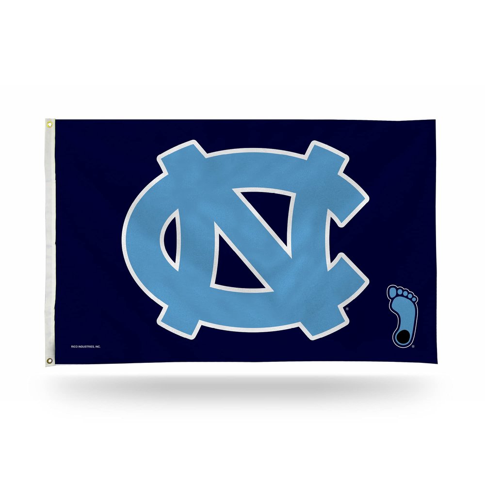 Rico Industries NCAA North Carolina Tar Heels UNC Interlock Logo Navy 3' x 5' Banner Flag Single Sided - Indoor or Outdoor - Home Dcor