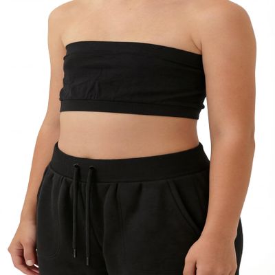 Kurve Girls Bandeau Tube Bra - Strapless Bandeau Bra,UV Protective Fabric UPF50+, Black, Age (9-14)
